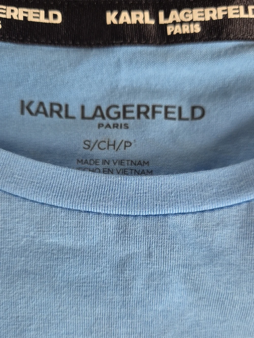 Karl Lagerfeld Paris Sky Blue Crewneck Tee, Size S